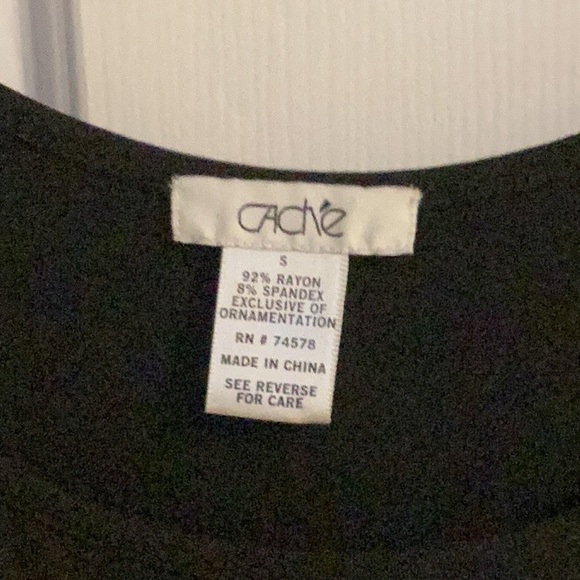 Cache Vintage Black Asymmetric Dress w/ One Flowing Sequin Sleeve - Picture 4 of 10